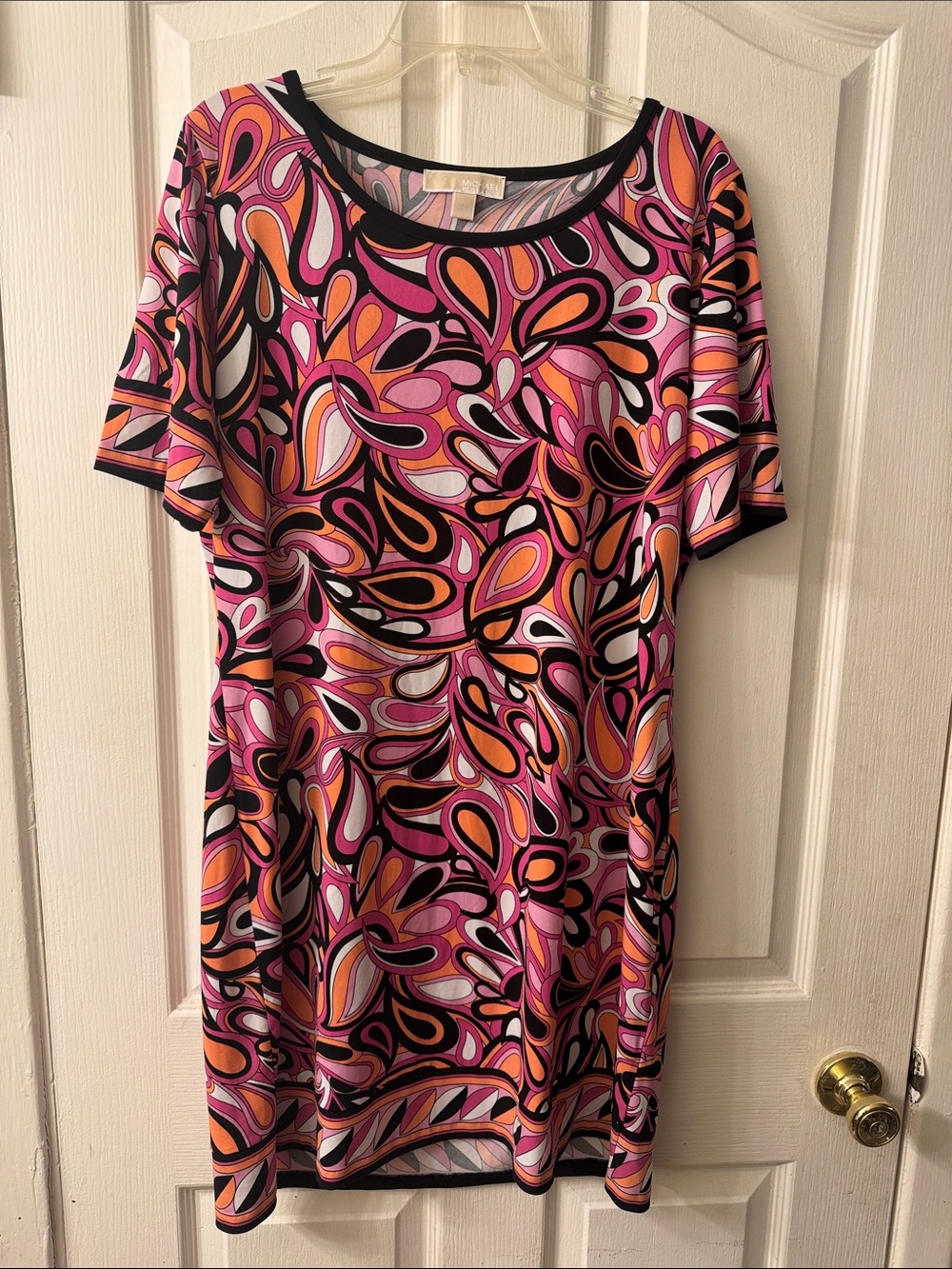 MICHAEL Michael Kors Pink Orange Black Paisley Patterned Shift Dress XL